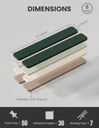 Cork Board Alternative Felt Strip Board 8-Pack 13"x2", Office Pin Board with 50 Push Pins, Adhesive Install for Bedroom Door & Home Office(Nordic Moss)