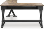 Signature Design by Ashley Wildenauer Casual 3-Drawer Home Office Desk and Return with Drop-Down Keyboard Tray and Cord Management, L-Shaped Desk, Wood, Mango Wood Veneer, Light Brown & Black