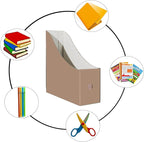 Limitliho Magazine File Folder Holder for Desk, Book Bins for Classroom Library,Office,Home, 10.6" H x 10.2" L x 3.5" W in Cardboard Paper Organizer (Elegant color, 6 Pack)