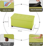 Storage Ottoman for Living Room Ottoman with Tray Bedroom Foot Rest Stool with Legs Small Ottomans Coffee Table Foldable Footstool Faxu Leather (Light Green)