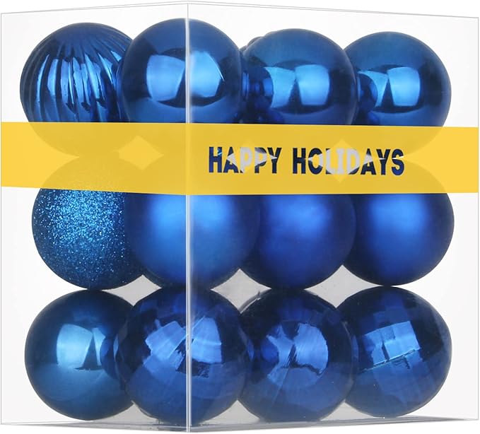 Royal Blue 2.5" Christmas Balls Christmas Tree Decoration Ornaments Shatterproof Hanging Balls for Birthday Halloween Holiday Wedding Decorations Set of 18pcs