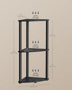 SONGMICS HOME Superfast Toolless Assembly, Corner Shelf Stand, 3-Tier Corner Standing Shelf, Living Room, Bedroom, Kitchen, 15 x 10.6 x 27.8 Inches, Ink Black ULBC620B01