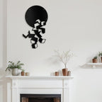SIGNLEADER Metal Wall Art Decor Circles Abstract Shapes Minimalist Modern Abstract Wall Sculpture Hangings Home Decoration for Living Room, Bedroom, Bathroom, Kitchen, Outdoor - 30" Black