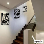 Pymin 4 Pack Modern Metal Abstract Wall Art, Minimalist Matte Black Single Line Art Décor, 3D Sculptures Textured Hanging Wall Home Decor and Shadow Effect Wall Decor for Living Room Bedroom, 16"x11"