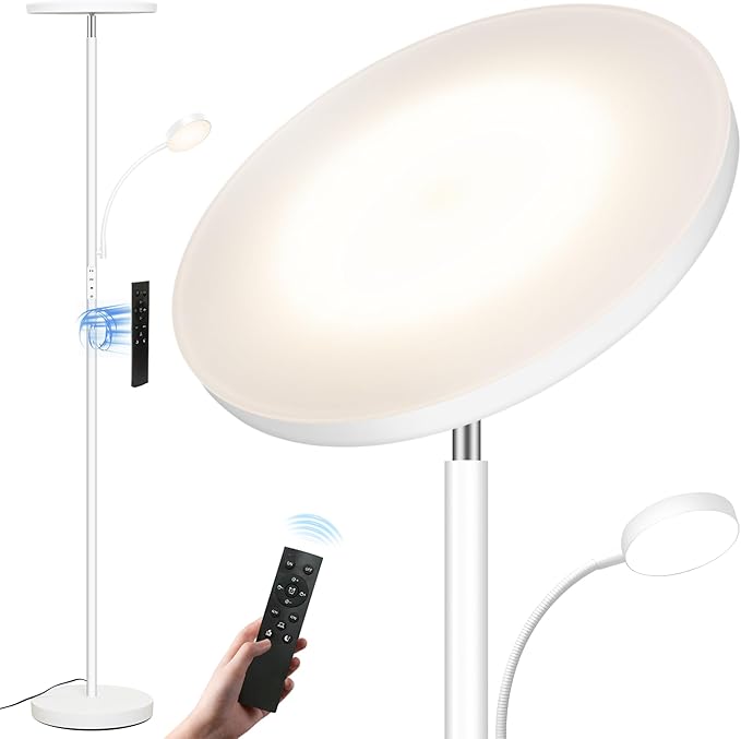 Floor Lamp,Upgraded 42W/4200LM Bright Floor Lamp,Torchiere Floor Lamps with Reading Light,Modern Dimmable Standing Lamp with Remote,Floor Lamps for Living Room,Bedroom,Office