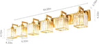 Crystal Bathroom Vanity Light 6-Lights Gold Brushed Brass Finish Modern Crystal Wall Lamp Bathroom Modern Crystal Vanity Lighting
