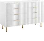 GarveeHome 8 Drawer Dresser for Bedroom, Fluted 55 in Wide Modern Chest of Drawers with Deep Drawers, Wooden Dresser Organizer for Living Room, Hallway, Kids Room, White