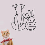 ESTART Metal Dog Wall Art Decor Cat Wall Decor for Cats & Dogs Lover Lovely Wall Decoration for Home Living Room Bedroom Bathroom Dining Room Nursery (Cat and Dog)