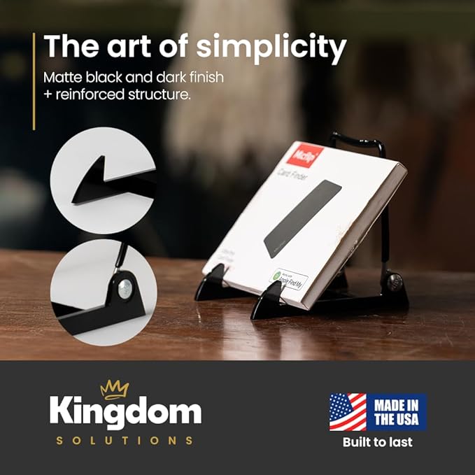 KINGDOM SOLUTIONS MADE IN USA 2-Pack Adjustable Acrylic Easels - Plate Stand - Sturdy Book Stand for Art, Pictures, Plates, Frames - Unique on the Market
