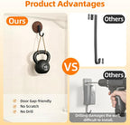 Wreath Hanger for Front Door, Upgraded Suction Cup Hook for Window Glass/Shower Mirror/Over Door, Christmas/Thanksgiving/Halloween/July 4th/Easter/Valentine/Fall/Summer/Spring(Walnut, J, 2 Pack)