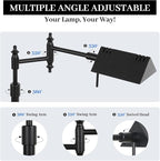 Dimmable Pharmacy Floor Lamp with Remote, 17W LED Reading Floor Lamp with 360°Swing Arm, 3 Color Temperature, Height Adjustable Black Standing Task Lamp for Living Room, Bedroom, Black