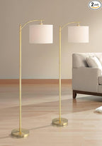 360 Lighting Rayna Farmhouse Rustic Industrial 61 1/2" Tall Standing Floor Lamps Set of 2 Lights Downbridge Arc Task Foot Switch Metal Warm Gold Finish Living Room Bedroom House Reading Office