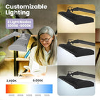 Neatfi LED Desk Lamp, 3,500 Lumens, 3 Light Modes, Dimmable, 45W, 26” Wide Shade, 540 SMD LEDs, Eye-Caring Task Lamp for Reading, Crafting, Workbench, Office (CCT with Clamp, Silver)