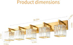Modern 5-Light Gold Brushed Brass Finish Crystal Wall Light for Bathroom Vanity