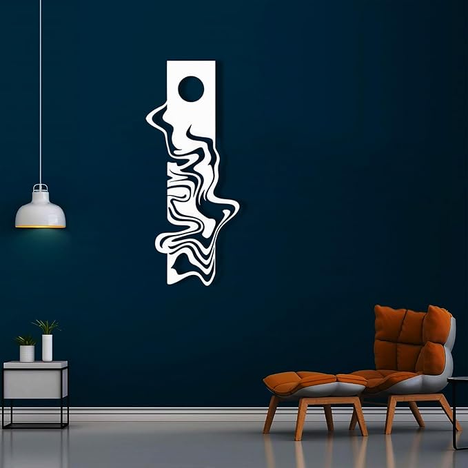 yumcake Modern Metal Wall Decor, Abstract Metal Wall Art, Modern Wall Decor, Abstract Wall Sculpture, Office Living Room Decor, Surprise Gift (Silver, 48 x 20 inches / 121 x 50 cm)