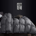 Luxurious Goose Down Feather Fiber Comforter King/California King Size Duvet Insert, Pinch Pleat Ruffled Twisted Flower, Premium Baffle Box, 100% Egyptian Cotton Cover, 75 oz. Fill Weight, Gray