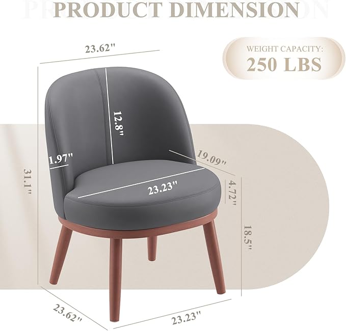Accent Chair Mid-Century Modern Chair PU Leather Upholstered Armless Chair Set of 1, Suitable for Living Room, Bedroom, Balcony,Dark Gray