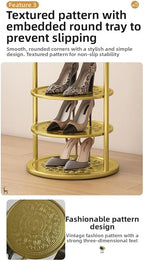 Bamboo Shoe Rack Organizer, 2-10 Tiers, Natural or Tea Color, No-Tool Assembly, Foldable Storage Shelf (Round Eight Layer Black)