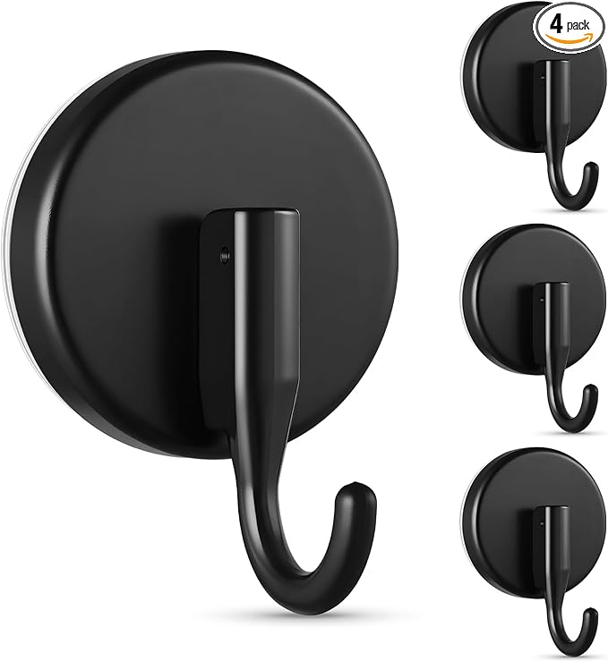 OUTXE Wreath Hanger for Front Door, Upgraded Suction Cup Reef Hook for Glass Window/Over Door, Christmas/Thanksgiving/Halloween/July 4th/Easter/Valentine/Spring/Summer/Fall (Black, 4-Pack)