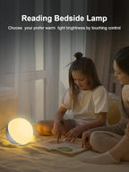 EASEMO Table Lamp Ambient Lighting for Bedroom, Bedside Lamp, LED Touch Lamp with Charger, Desk Lamp Dimmable Bedside Nightstand Night Lamp with RGB Multicolor for Kids Room (Red, Green, Blue)