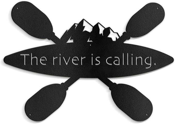 SIGNLEADER Metal Wall Art Decor - Kayak with Paddles Sport Minimalist Modern Abstract Wall Sculpture Hanging Home Decoration for Living Room, Bedroom, Bathroom, Kitchen, Studio, Outdoor - 36" Black