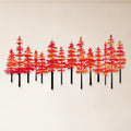 Metal Pine Tree Wall Art Decor Nature Home Decor Cedar Trees Metal Sign Wall Decorations for Living Room, Forest Decor, Nature Lover Gift (Black Red)