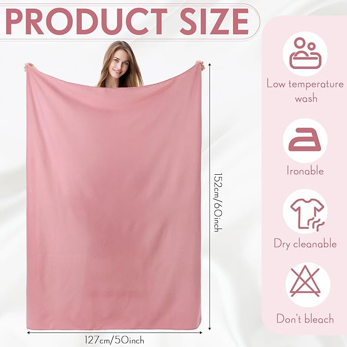 Shimeyao 24 Packs Fleece Throw Blanket Soft Warm Lightweight Fleece Blanket Cozy Throw Bulk for Home Bed Couch Sofa Office Wedding Gifts Suitable for Seasons, 50 x 60 Inches(Cherry Blossom Pink)