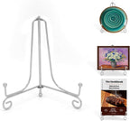 Iron Plate Stands for Display, Foldable Book Holder & Easel Stand for Sign, Versatile Poster Stand and Small Plate Stand for Home Decor, Art, Photo Frame, Card, Crystal Display (Silver, 8 inch (4Pcs))