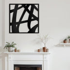 SIGNLEADER Metal Wall Art Decor Mid Century Abstract Lines Minimalist Modern Abstract Wall Sculpture Hangings Home Decoration for Living Room, Bedroom, Bathroom, Kitchen, Outdoor - 30" Black