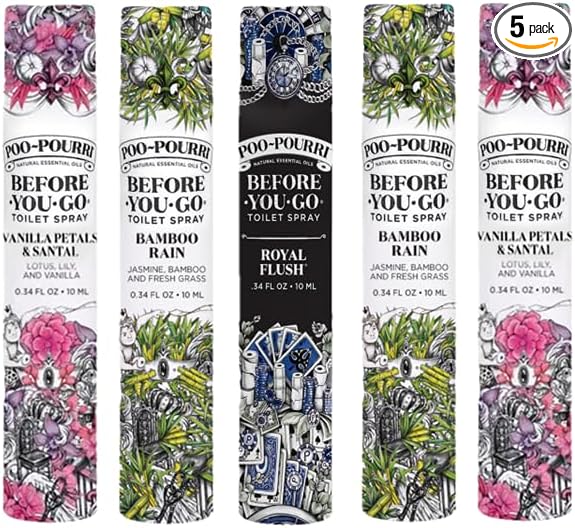 Poo-Pourri Before-You-Go Toilet Spray, Travel Size 10 mL, 5 Pack