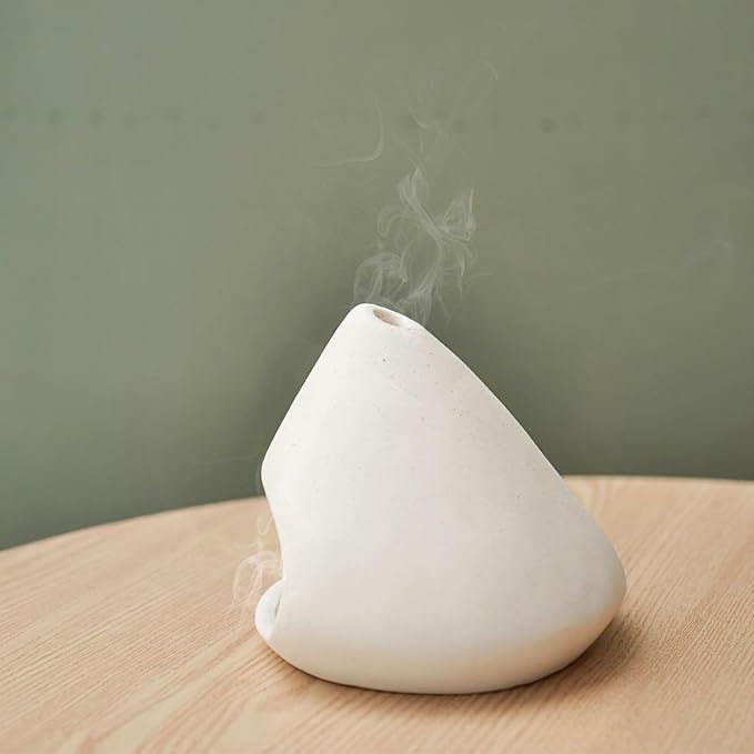 Yawlsow Palo Santo Holder Burner, Charcoal Bakhoor Incense Burner,Smudge Bowl,Sage Holder,Ash Catcher for Meditation Zen Decor (White)