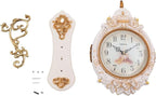 Cream Double Sided Large Wall Clock, Elegant, Traditional, Vintage Style 360° Rotating Metal Wall Clock, Indoor Outdoor Office Living Room Porch Clock Wall Decor (Cream Double Sided Clock)