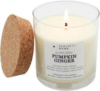 PERIPETI Home Pumpkin Ginger Scented Candle, Classic Wick – 8.5oz Natural Soy Wax for Energizing Aromatherapy, Long-Lasting Burn with a Cozy Fall Scent