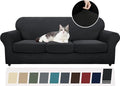 YEMYHOM Latest Checkered 4 Pieces Couch Covers for 3 Cushion Couch High Stretch Thickened Sofa Cover for Dogs Pets Elastic Slipcovers Living Room Furniture Protector (Black), 71"-91"(3 Cushions)