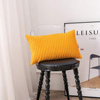 Fall Golden Yellow Couch Pillow Covers: 2 Pack 12x20 Inch Original Striped Polyester Rectangular Throw Pillow Cases for Farmhouse Home Decor