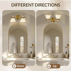 ANDY STAR Gold Vanity Light, 2-Light Brushed Gold Bathroom Light Fixtures, Vintage Bathroom Light with Milky White Bell Glass Shades, Eye-Friendly Wall Sconce for Mirror, Kitchen, Bedroom, Hallway