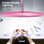 Neatfi XL Nail Desk Lamp with Clamp, 2200 Lumens, 20-Inch Wide Head, Dimmable 4 Levels, 6500K, LED Task Light for Manicure Table, Crafts, Workbench, Office (Non-CCT, Pink)