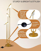 Lightdot Gold Floor Lamp for Living Room Modern Mid Century Standing Light with 3 Adjustable LED Bird Lights for Wedding Party Unique Tall Floor Lamp for Bedroom Kids Room/Sofa Beside/Corner Decor