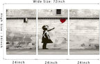 Novatique Graffiti Canvas Wall Art Street Banksy Wall Art Classic Graffiti Poster Print Little Girl with Love Balloon Wall Decor for Teenagers Bedroom Living Room, 24"x 36"x 3Pcs