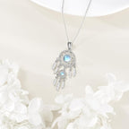 Dream Catcher Necklace Sterling Silver Moonstone Tree of Life Necklace for Women Dream Catcher Jewelry Gifts