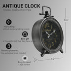 Vintage Metal Mantel Clock, Modern Farmhouse Table Clock For Living Room, Bedroom, Or Shelf Decor Frence Desk Clock Silent Quartz Movement, Classic Home & Office Decor, Ideal Gift For Retro Lovers