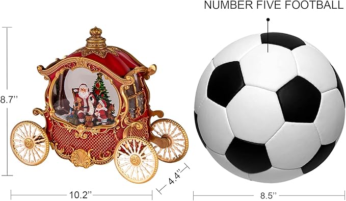 Christmas Snow Globes,Christmas Carriage Snow Globe with 8 Music & Timer, Battery Or USB Cable Powered Operated Glittering for Christmas Table Centerpiece Decoration.Santa,Christmas Tree