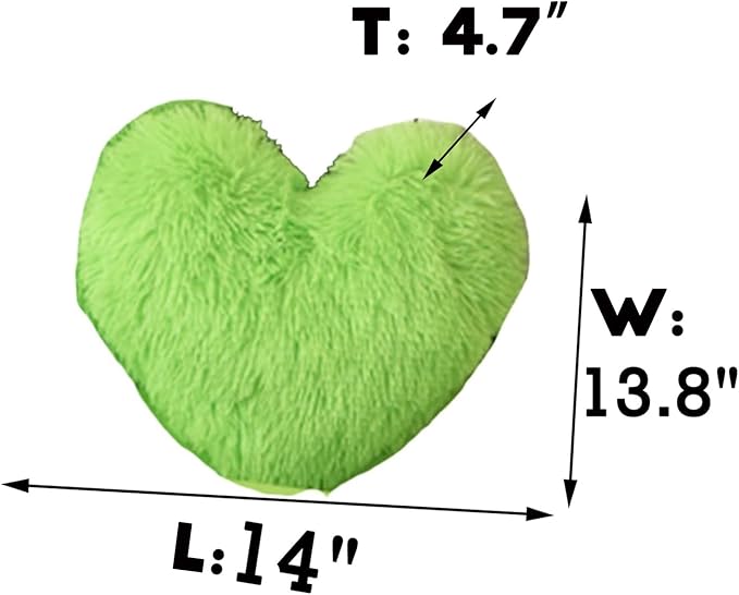 MorroMorn Fluffy Heart Throw Pillows, Shaggy Decorative Pillow for Sofa Couch Bed, Cute Room Decor Decorations for Women Girls Kids (Lime)