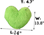 MorroMorn Fluffy Heart Throw Pillows, Shaggy Decorative Pillow for Sofa Couch Bed, Cute Room Decor Decorations for Women Girls Kids (Lime)