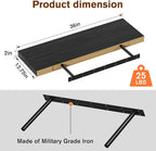 Floating Shelf, Set of 1 Wall Shelf, 36 in W x 12.75 in D x 2 in H Wooden Floating Wall Shelf with Invisible Brackets for Living Room/Bedroom/Bathroom/Kitchen Storage and Decor, Black Wood