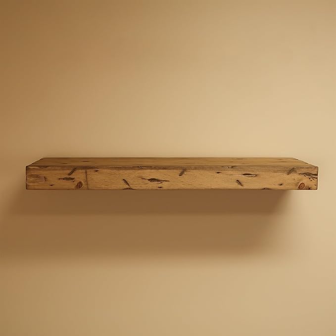 Urbandi Rustic Distressed Floating Shelves, Set of 2, Handmade Out of Pine Wood, 3 Inch Thick, Made in USA (Aged Oak, 36Lx3Hx6D)
