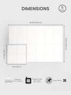 Bumusty Large Felt Bulletin Board, 36" x 24" Cork Board Alternative, 6-Pack Wall Tiles with 4-Compartment Design, 30 Push Pins, 40 Adhesive Tabs, Ideal for Office & Home Decor, Milky White