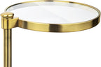 TEHOME Gold Glass Drink Table Metal Martini Round Small Drink Side Table for Couch Tempered Glass C Shaped End Table for Sofa 10" diam,24.55" h
