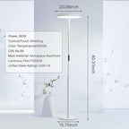 Floor Lamp Modern - Motion Sensor, Full Spectrum Standing Light for Bedroom, Living Room & Office - Double-Sided Illumination, 36000+h Lifetime, 7200LM, 4000K, White Floor Lamp, Natural Daylight