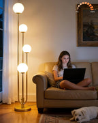 63IN 4-Light Dimmable Floor Lamp, Unique Candle Holder Style Gold Tall Standing Lamps with 3000K G9 Bulbs for Reading, Mid Century Modern Floor Lamp for Living Room Bedroom Home Office